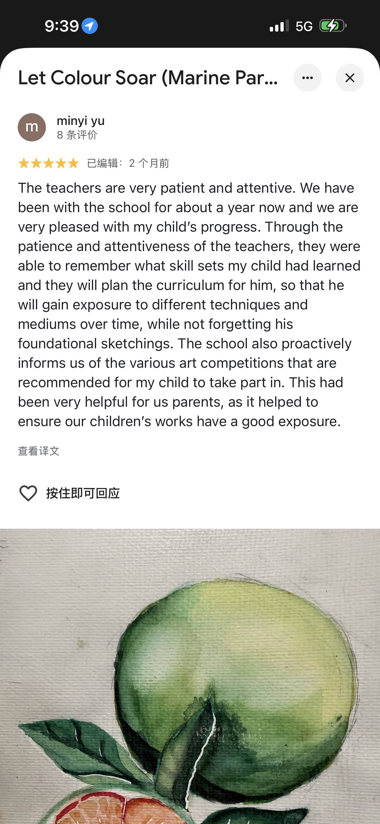 minyi yu original Google review preview